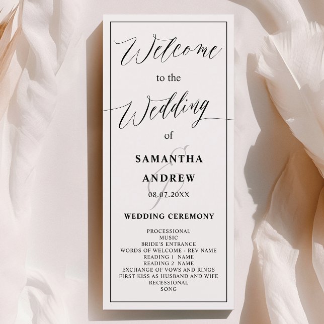 Classic black white calligraphy wedding program programme (Classic black white calligraphy wedding program)