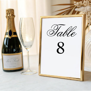 Classic Black & White Calligraphy Wedding  Table Number