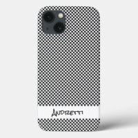 Classic Black White Check Initials Name Racing