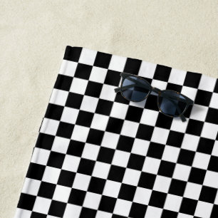 Classic Black & White Chequered Beach Towel