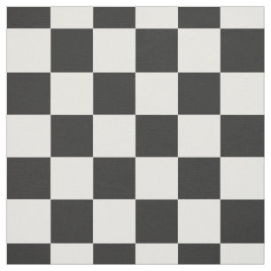 Classic Black White Chequered Chequerboard Pattern Fabric