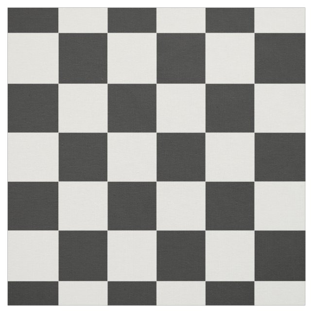 Classic Black White Chequered Chequerboard Pattern Fabric (Swatch)