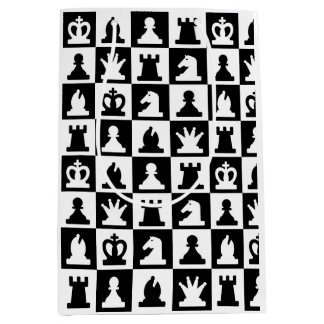 Classic Black & White Chessboard Pattern Medium Gift Bag