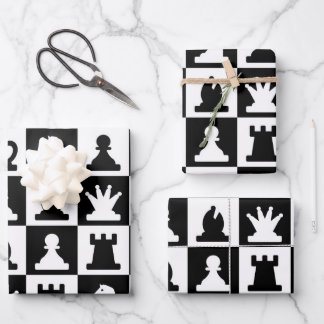 Classic Black & White Chessboard Pattern Wrapping Paper Sheet