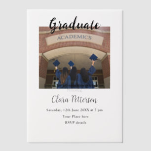 classic black white class add year scho graduation vellum invitations