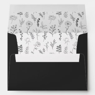 Classic black white floral wedding card Envelope 
