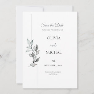 Classic Black & White Foliage Save the Date Card ✅