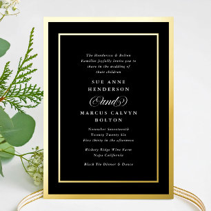 Classic Black White Formal Gold Frames Wedding