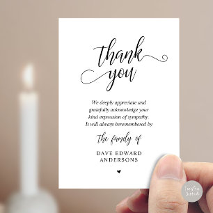 Classic Black White Funeral Memorial Sympathy Card