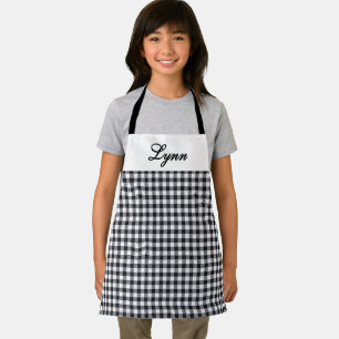 Classic Black & White Gingham Personalized Name Apron