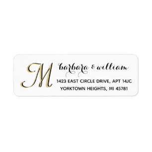 Classic Black White Gold Custom Monogram  