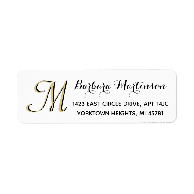 Classic Black White Gold Custom Monogram  (Front)