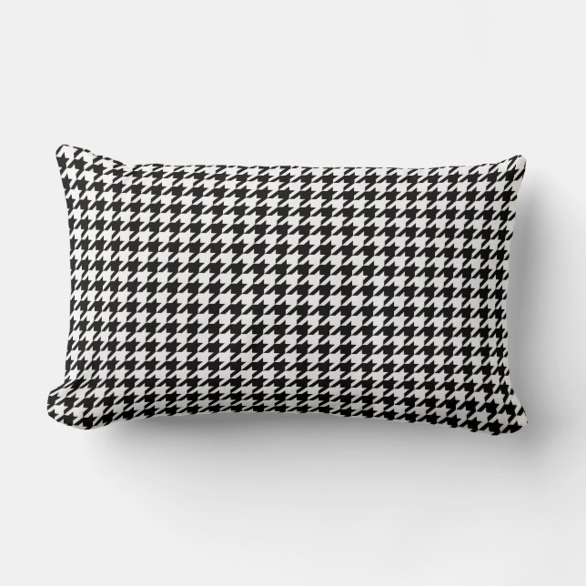 Classic Black White Houndstooth Lumbar Cushion (Front)