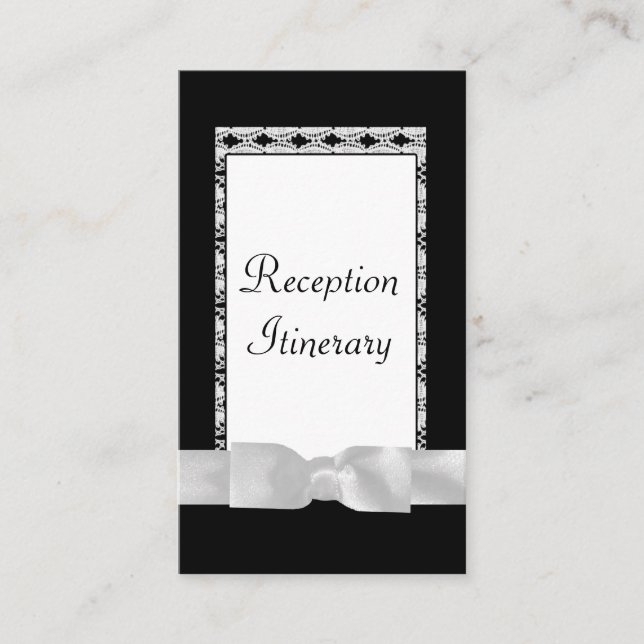 Classic Black & White Lace With Bow Enclosure Card (Front)