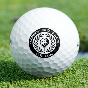 Classic Black White Laurel Wreath Logo Custom Name Golf Balls