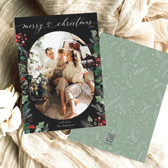 Classic Black White Merry Christmas Photo Card (Creator Uploaded)