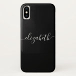 Classic Black White Modern Elegant Chic Script Case-Mate iPhone Case<br><div class="desc">Personalised Black White Modern Elegant Chic Script Name Phone Case. Customise it with your name for a chic girly unique design.</div>