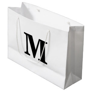 Classic Black & White Modern Letter Monogram Large Gift Bag