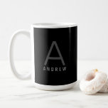 Classic Black White Modern Professional Name Coffee Mug<br><div class="desc">Classic modern coffee mug with a a professional-looking monogram,  name or custom text below in shades of light and dark grey and black and white on ceramic mug that will look great in the office or at home.</div>
