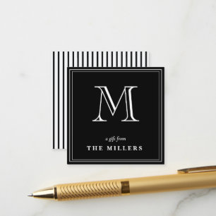 Classic Black & white Monogram Gift Tags Enclosure Card
