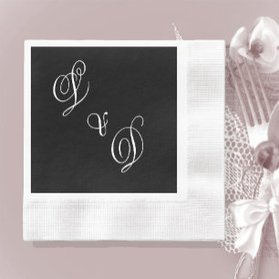 Classic Black White Monogram Wedding Napkin