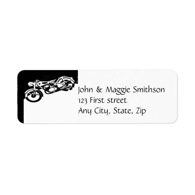 Classic Black White Motorcycle Logo custom label (Front)