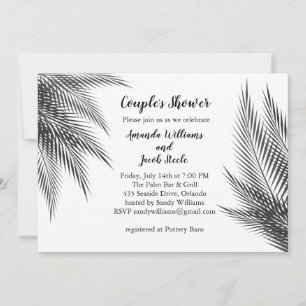 Classic Black & White Palm Leaves Couple's Shower Invitation