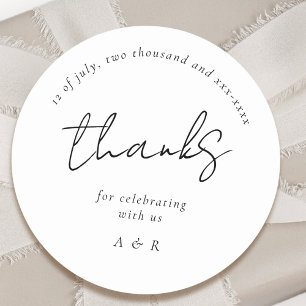 Classic Black White Personalised Names Wedding Round Sticker