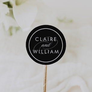 Classic Black & White Personalised Wedding Sticker