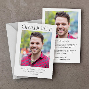 Classic Black White Photo Graduation Announcement