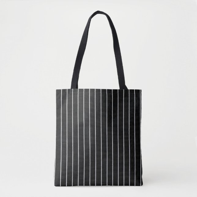 Classic Black & White Pinstripe Tote Bag (Front)