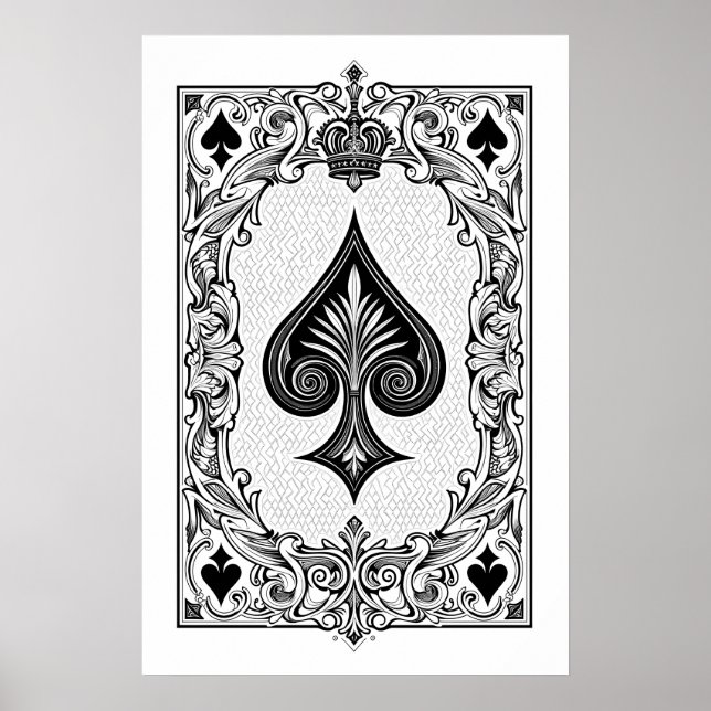 Classic Black & White Playing Card Wall Art (Front)