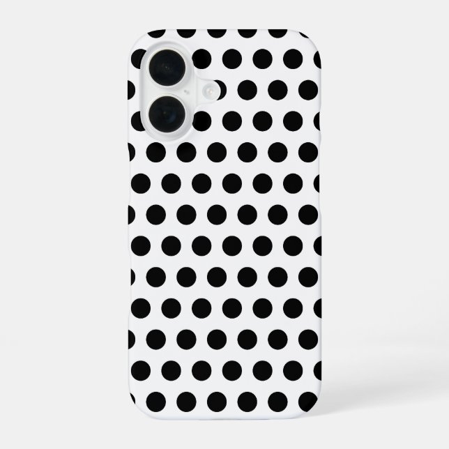 Classic Black White Polka Dot Pattern Art iPhone 16 Case (Back)