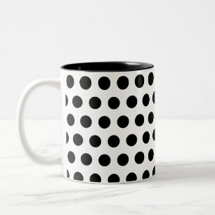 Classic Black White Polka Dot Pattern Art Two-Tone Coffee Mug