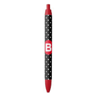 Classic Black & White Polka Dot with Red Monogram