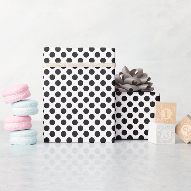 Classic Black & White Polka Dot Wrapping Paper (Baby Shower)