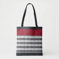 Classic Black White Red Harlequin Diamond Argyle