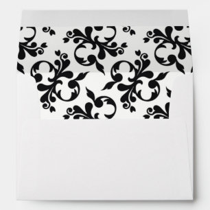 Classic Black White Rococo Pattern Christmas Envelope