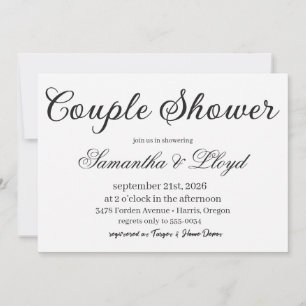 Classic Black & White Script Couples Bridal Shower Invitation