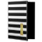 Classic Black White Stripe Pattern Gold Label Name