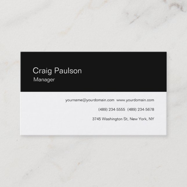 Classic Black White Striped Manager Business Card (Front)