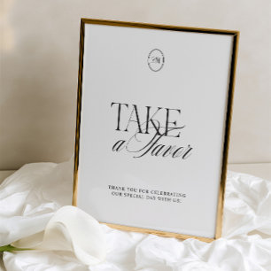 Classic Black & White Take a Favour Wedding Sign