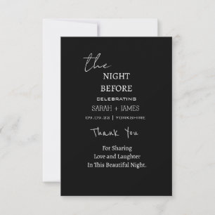 Classic Black & White The Night Before Wedding Thank You Card