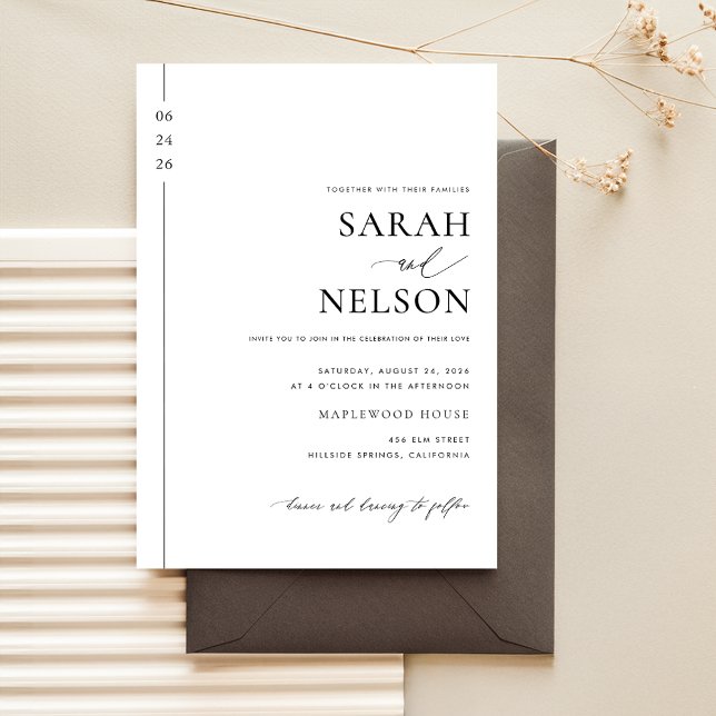 Classic Black & White Timeless Elegant Wedding Invitation (Creator Uploaded)