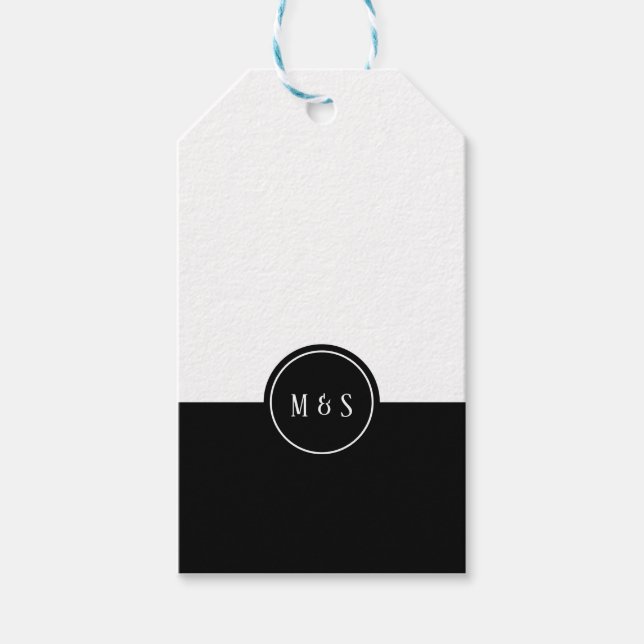Classic Black & White Wedding Favour Tag (Front)