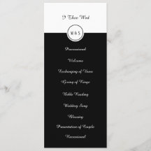 Classic Black & White Wedding Program