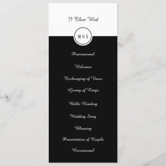 Classic Black & White Wedding Program Programme