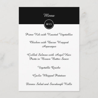 Classic Black & White Wedding Reception Menu