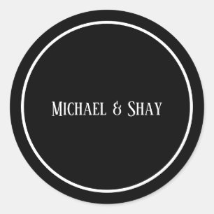 Classic Black & White Wedding Round Sticker