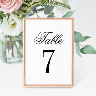 Classic Black White Wedding Table Number Card